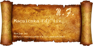 Macsicska Félix névjegykártya